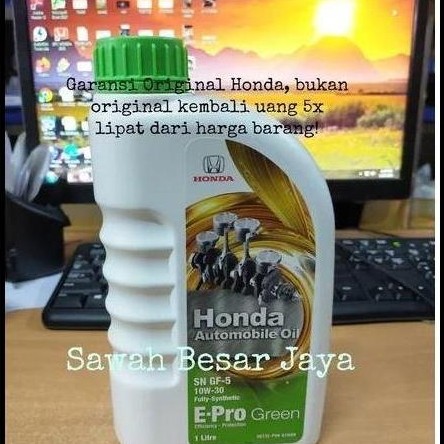 TERBARU OLI MESIN MOBIL E-PRO GREEN 1 LITER 10W-30 ORIGINAL HONDA 