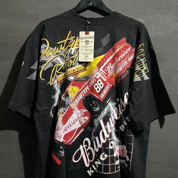 T-shirt rawtype riot x budweiser king off beers original tees rawtype nascar vintage autentic