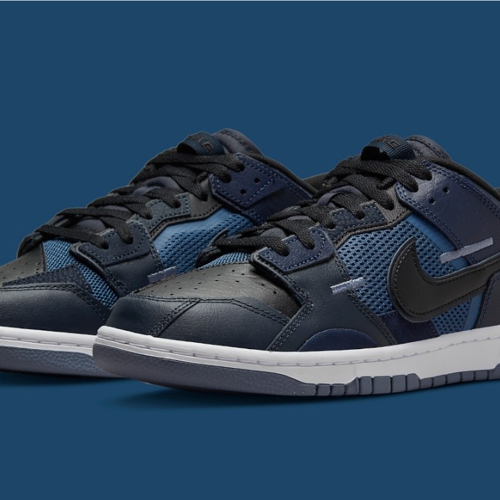 Original NIKE Dunk Low Scrap Black Navy Size 44 - DH7450-400