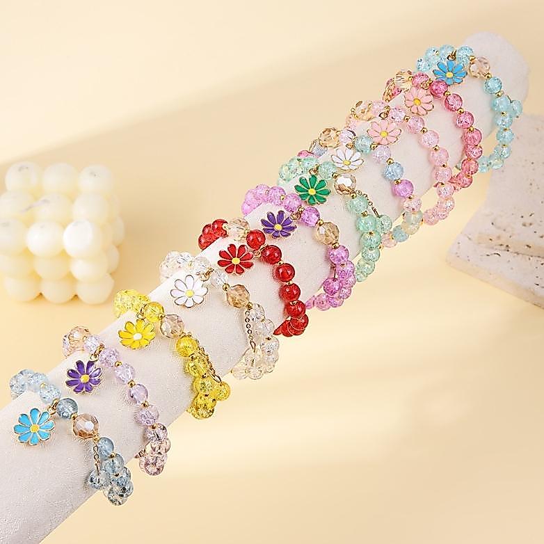 RECOMMENDED GELANG KRISTAL MATAHARI HATI MANIS LINGKARAN BUNGA MANIK - MANIK KECIL DAISY GADIS GELAN
