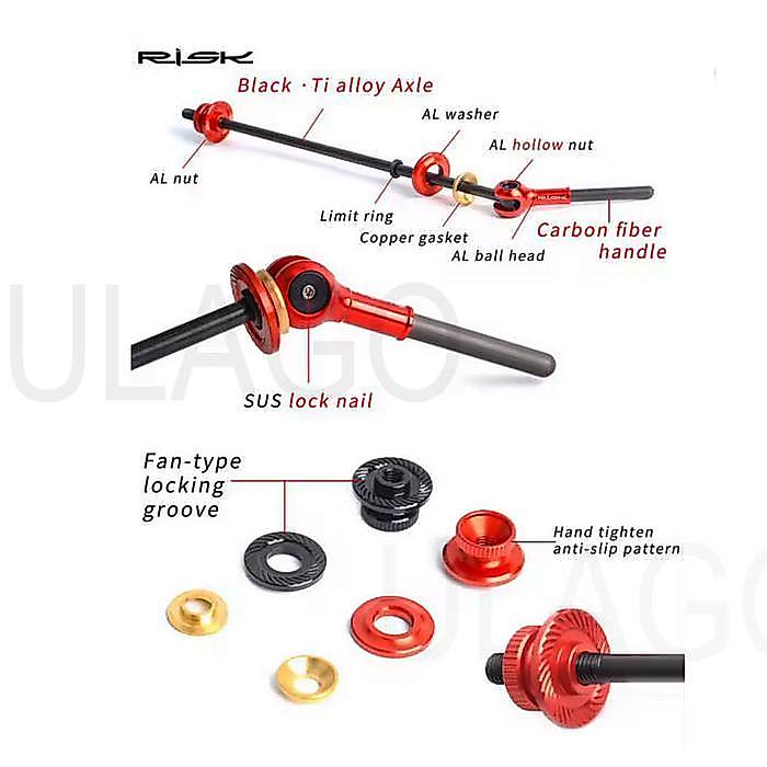Risk Qr Titanium Ra119 Quick Release Sepeda Roadbike Qr Sepeda Mtb Carbon Fiber Skewer Lever Hub