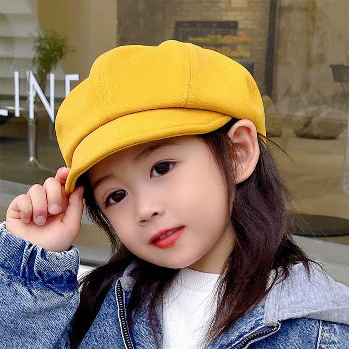 MB Topi Anak Cewek Model Apollo Polos Korean Style Hats Caps Baret Anak-anak Fhasion - Kuning