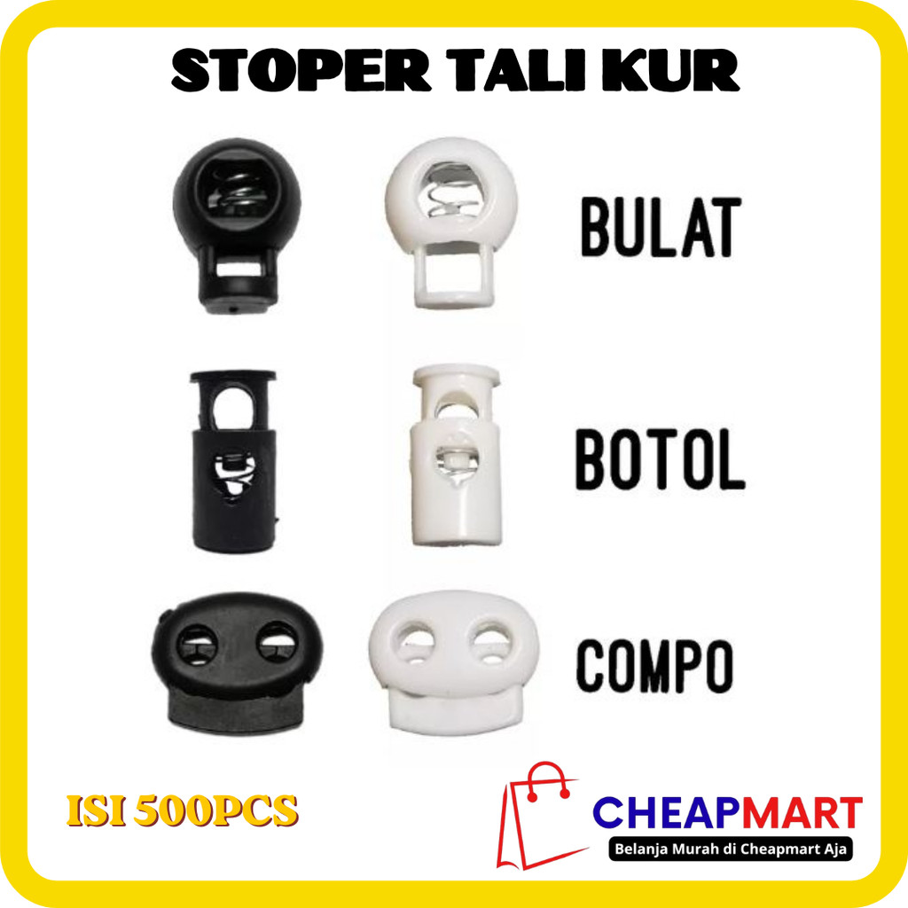 [Isi ±500 Pcs]STOPPER TALI TAS SERUT / TALI KUR Stopper Bulat / Botol / Compo