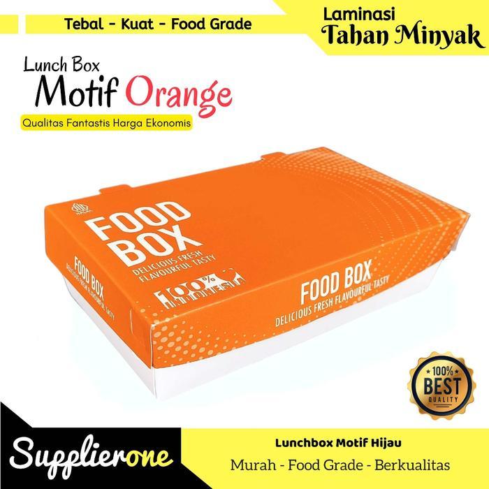 Lunch Box Paper Cetak Motif 50 Pcs / Paper Lunch Box / Lunch Box Kertas - LB Motif Orange