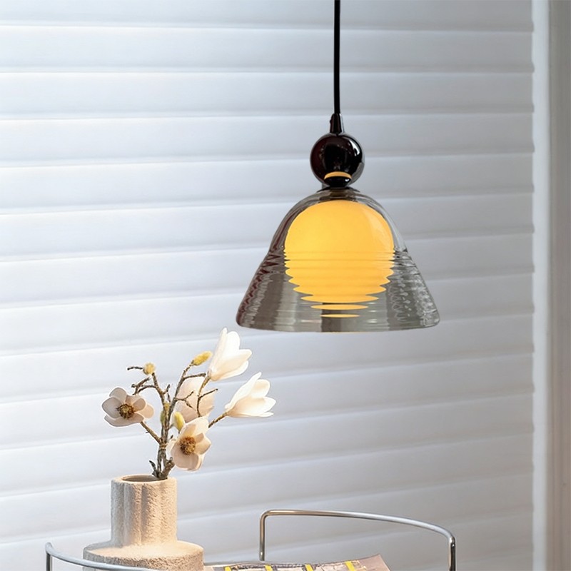 Lampu Gantung Kaca Sunset LED Tiga Warna Lampu Plafon Meja Makan Pulau Dapur Kamar Tidur Cafe Unik