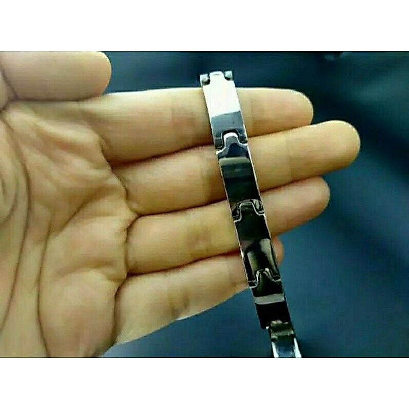 OFFICIAL GELANG BESI PUTIH MODEL RANTAI JAM TANGAN GELANG PRIA TERBARU GELANG MODEL JAM BESI