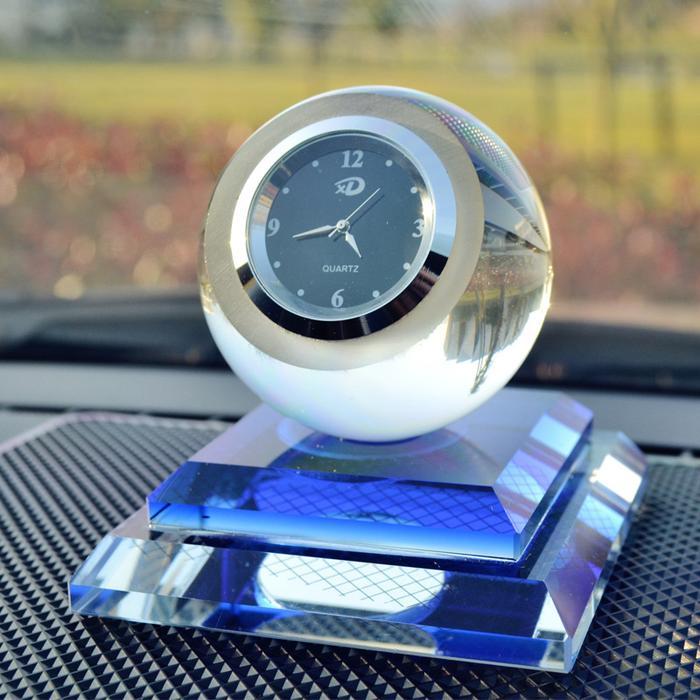 Parfum Mobil Pajangan Pengharum Bahan Crystal Jam Analog & Lampu LED Car 3 IN 1 Aroma Segar Mewah Cr
