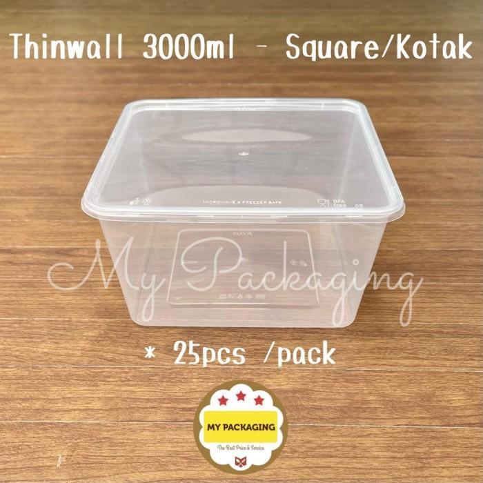 KIIP Thinwall Square 3000ml Kotak - 25 pcs