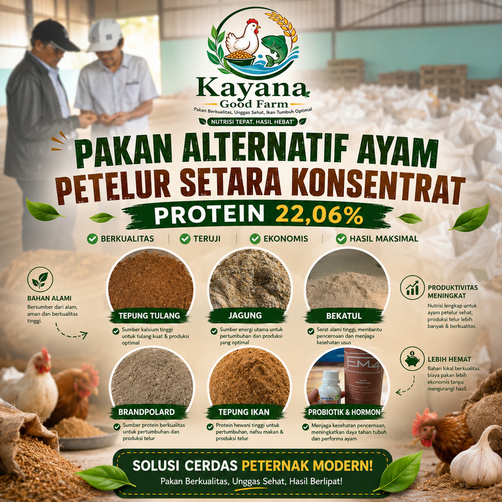 Pakan ayam protein tinggi, pengganti konsentrat petelur, bebek, entok