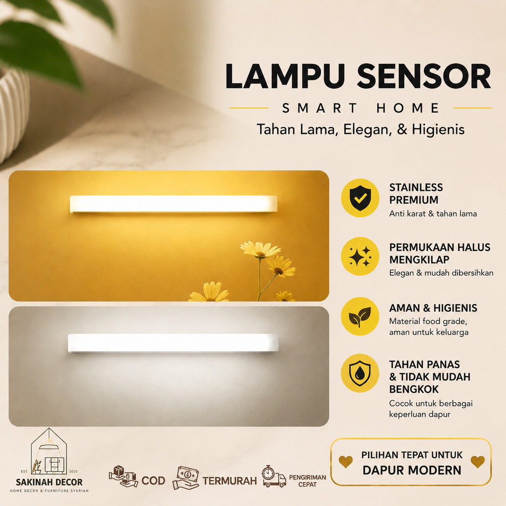 Lampu Sensor Belajar Dan Lemari/Lampu Sensor Gerak Magnetic Motion Sensor LED Stick Panjang