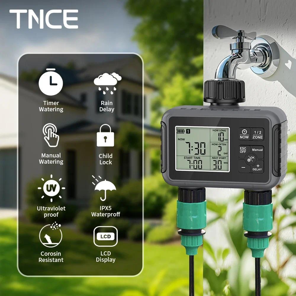 TNCE 1/2-Outlet Automatic Irrigation Programmer Automatic Irrigation Timer Watering System Garden Wa