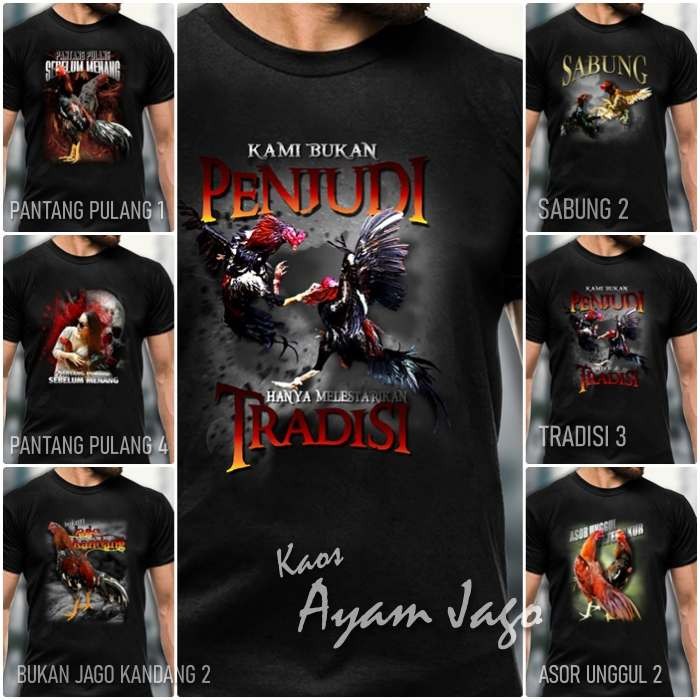 Kaos Ayam Jago Bangkok Petarung Baju Ayam Laga T-shirt Distro Kaos Ayam Dewasa dan Anak Bahan Premiu