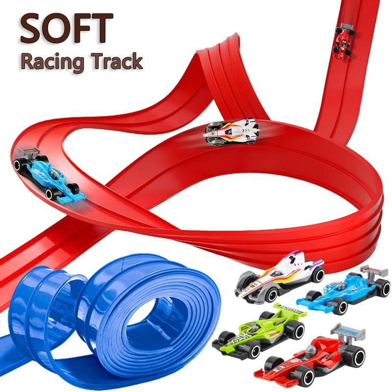 Flexible Race Track Children Toys Y Double-track Racing Car Ramp Track Compatible 1/64th Cars Portab