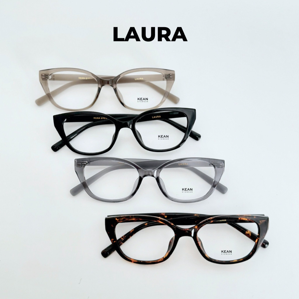 Kean Laura - Frame Kacamata CatEye Kotak Warna Menarik