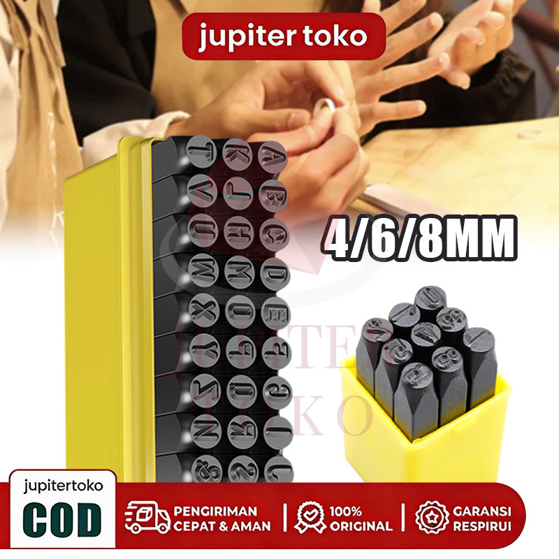 36pcs Paket Alat Ketok Huruf Dan Angka Nomor Angka Dan Huruf Ketok Besi Ukuran 4mm 6mm 8mm Alphabets