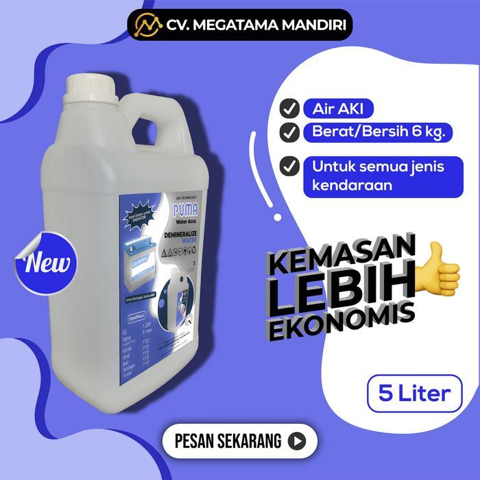 Megatama PUMA Air Aki Biru Demineralized Water 5 Liter Cocok GS Yuasa & Semua Merk Aki Kualitas Ting