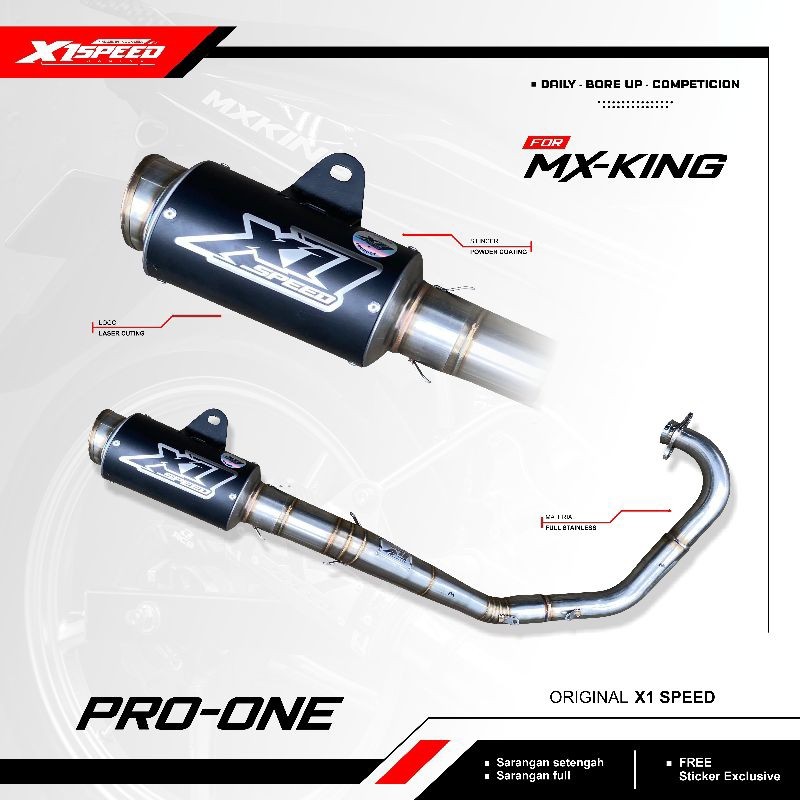 Knalpot Racing MX king Original X1 Speed leher type komorod selenser type Short Pro one