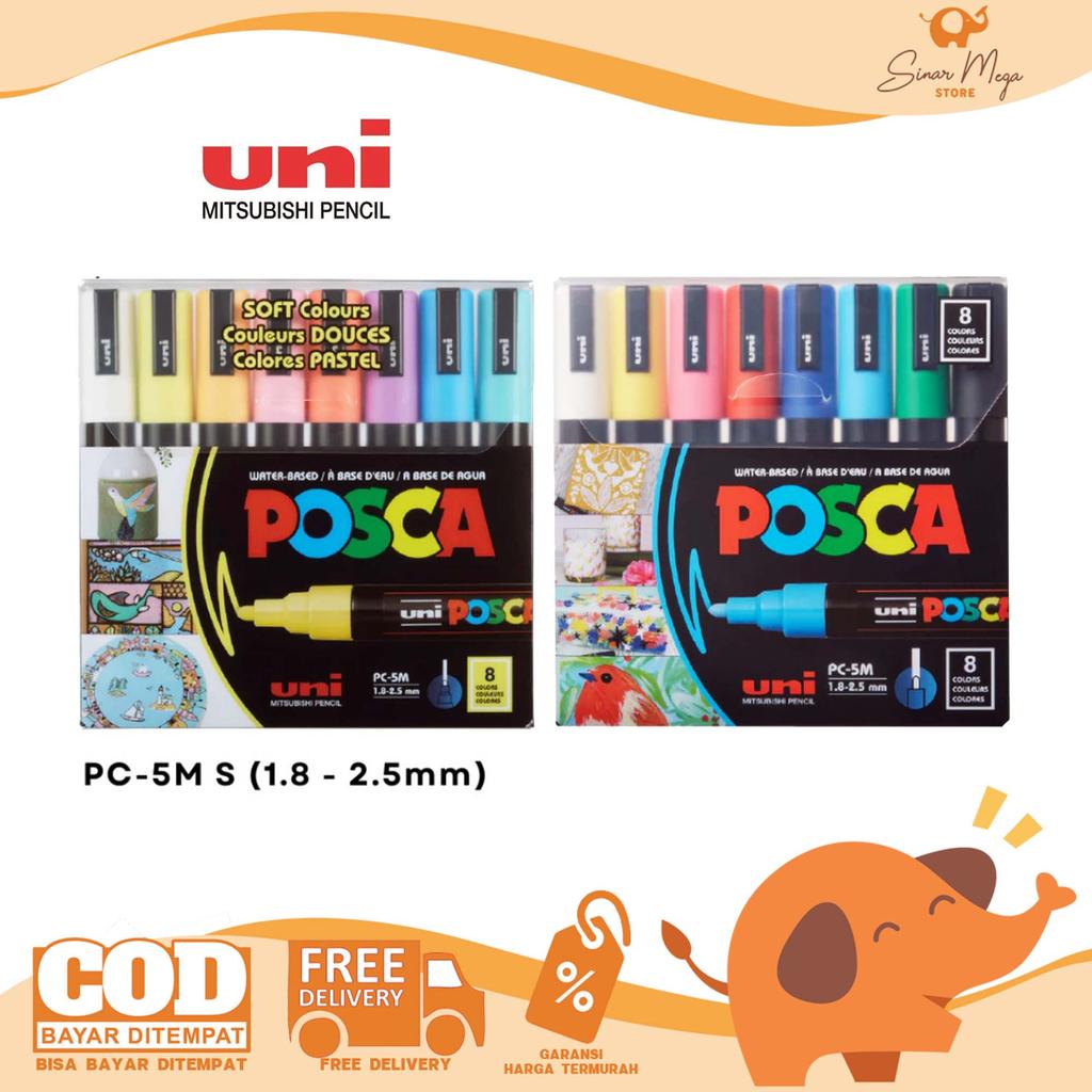 UNI Posca Colour Paint 8 Set PC-5M | Soft Colours