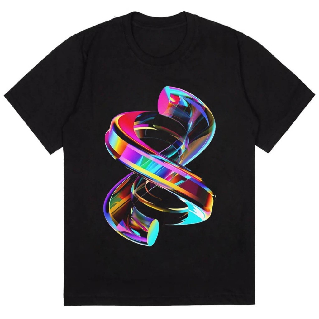 Kaos Distro 3 Dimensi Motif Angka 8 Warna Warni // Baju Pria Wanita