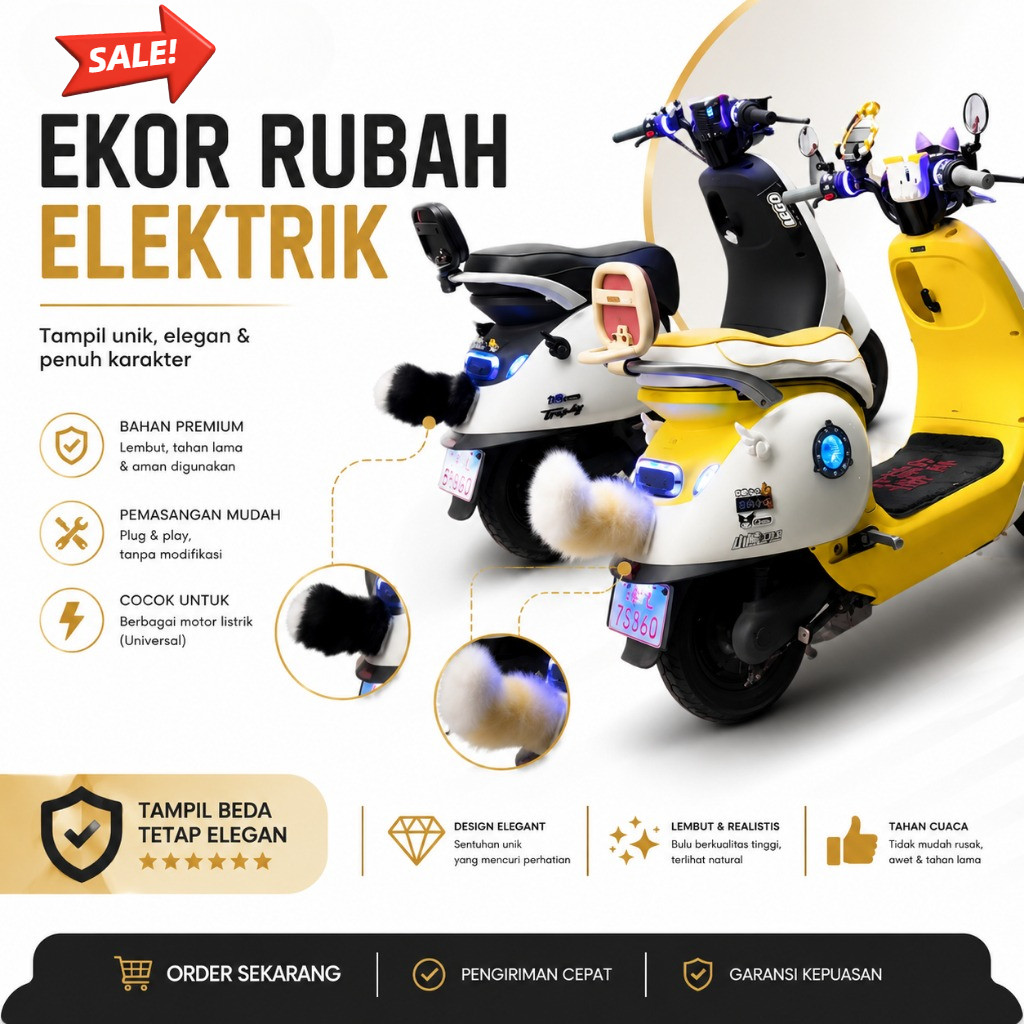 COD EKOR RUBAH GOYANG ELEKTRIK UNTUK VARIASI MOTOR EKOR KUCING COSPLAY TAIL MOTOR UNIK