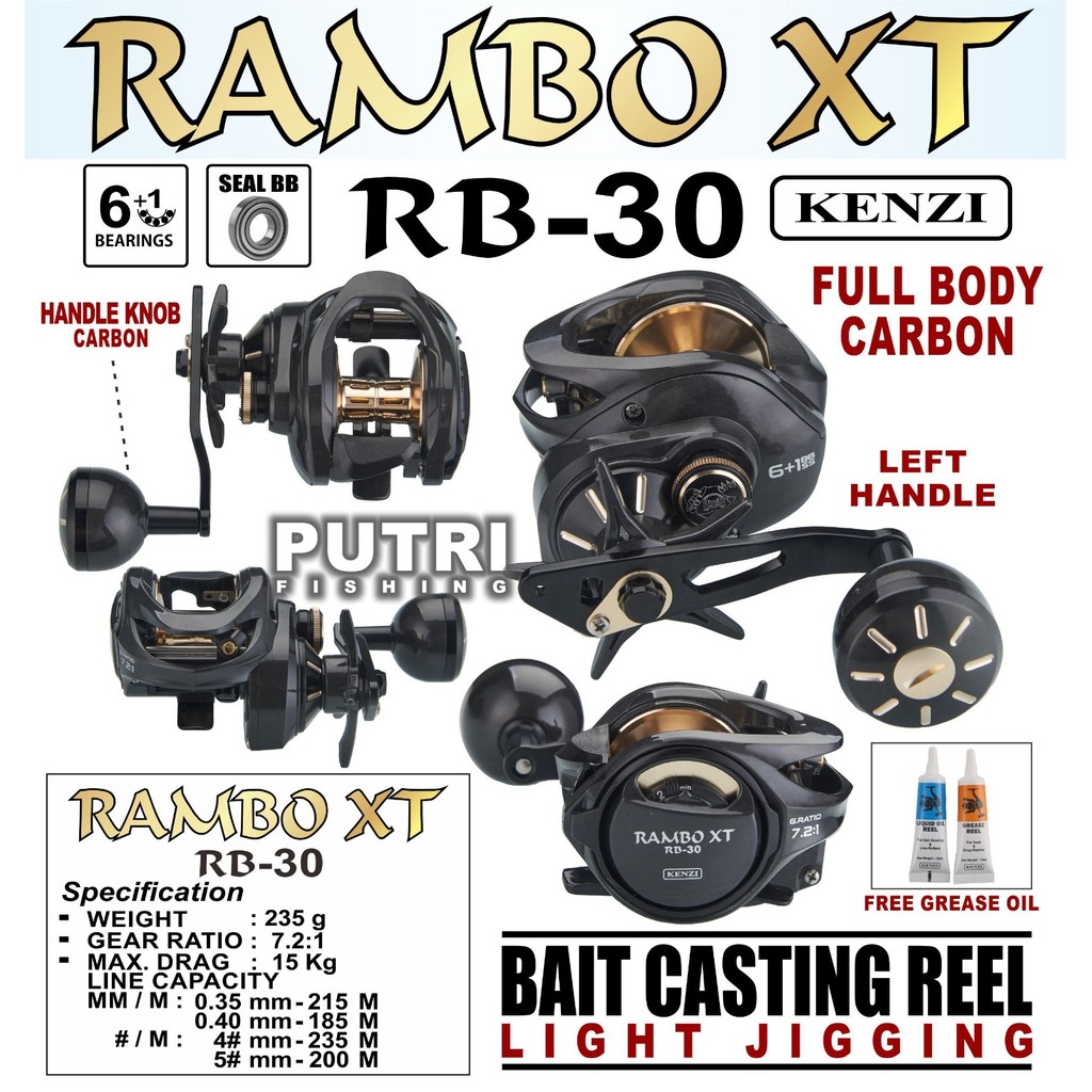 Reel Pancing Kenzi Rambo XT RB30 RB40 untuk joran BC