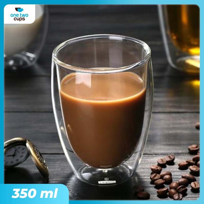 Gelas Kaca Aesthetic Tahan Panas Double Wall Glass 350ml - PLY1704