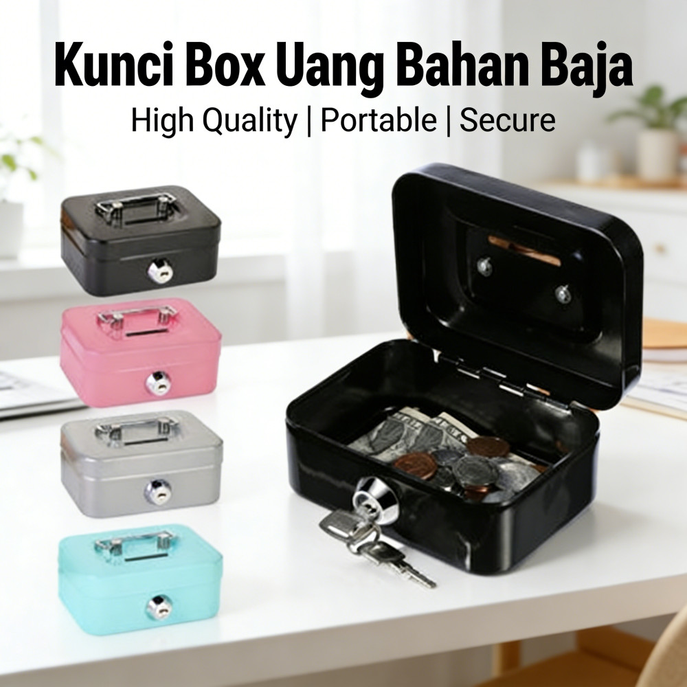 Brangkas Kotak Uang Cash Box Penyimpanan Brankas Portable Uang Money Box Kunci