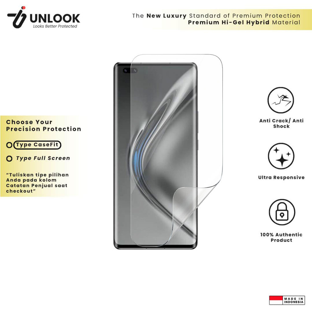 UNLOOK Hi-GEL HYBRID Hydrogel+ Screen Protector for Honor V40 5G, V30 Pro, V30, Power, Play9T, Play7
