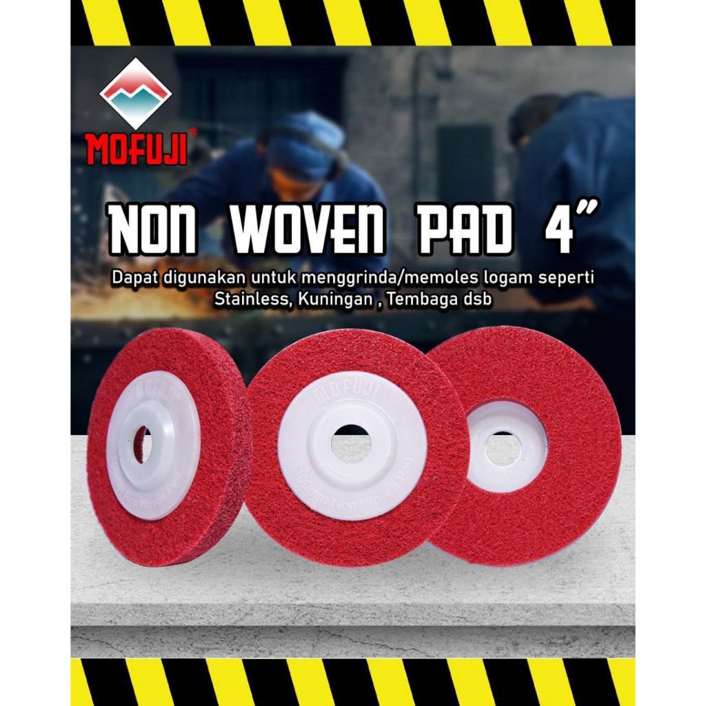 Non woven pad 4"/Amplas non woven Merah Putih (10 PCS )