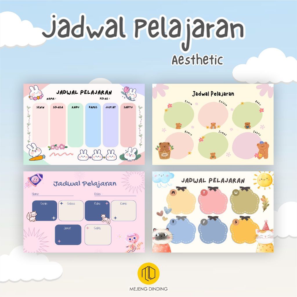 JADWAL PELAJARAN CUSTOM / JADWAL PELAJARAN AESTHETIC / POSTER PELAJARAN BEST SELLER / POSTER SEKOLAH