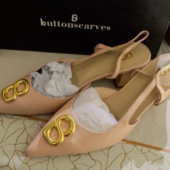 NEW Kylie Mid Heel Shoes Buttonscarves - Dusty