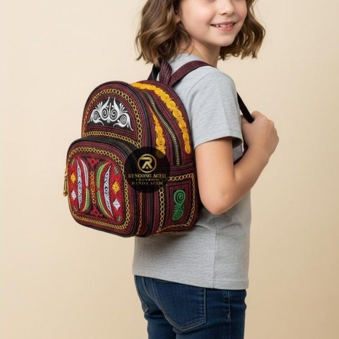 Tas Ransel Mini Motif Modern Aceh