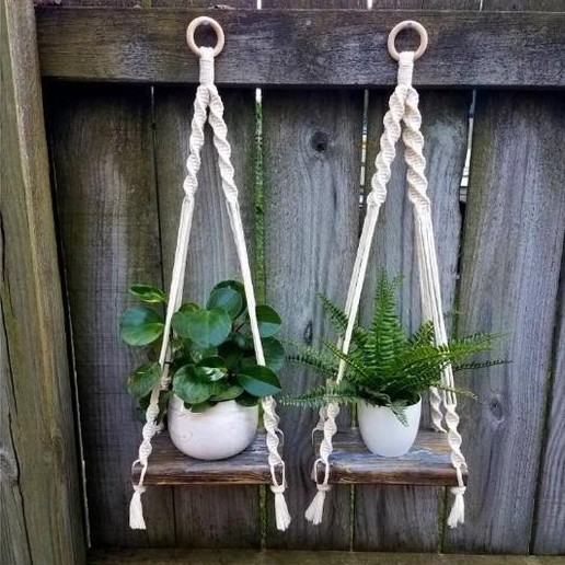 Macrame ambalan 84 BAHAN KAYU DAN TALI KATUN