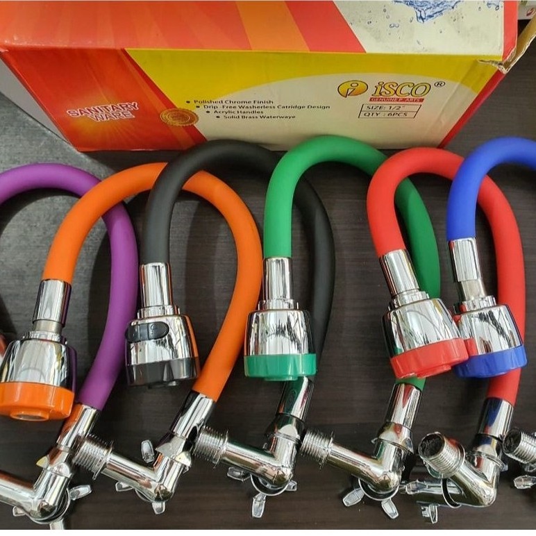 Keran Angsa BCP Isco Bak Cuci Piring Air Flexible Karet Besar Engkol Baling Kran Air Tembok Warna