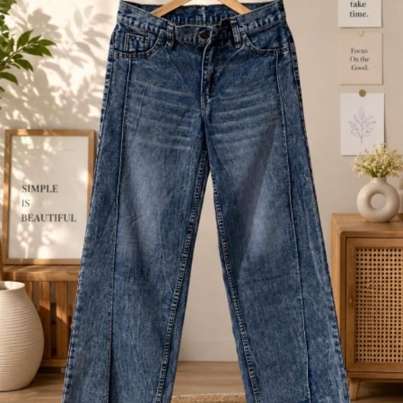 Celana Buggy jeans Tulang Lipat Pria Wanita