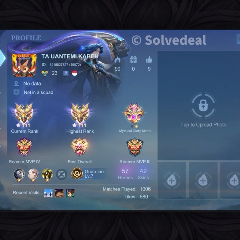 Akun Mobile Legends Mythical Glory Rank Tinggi Include Limited Skin