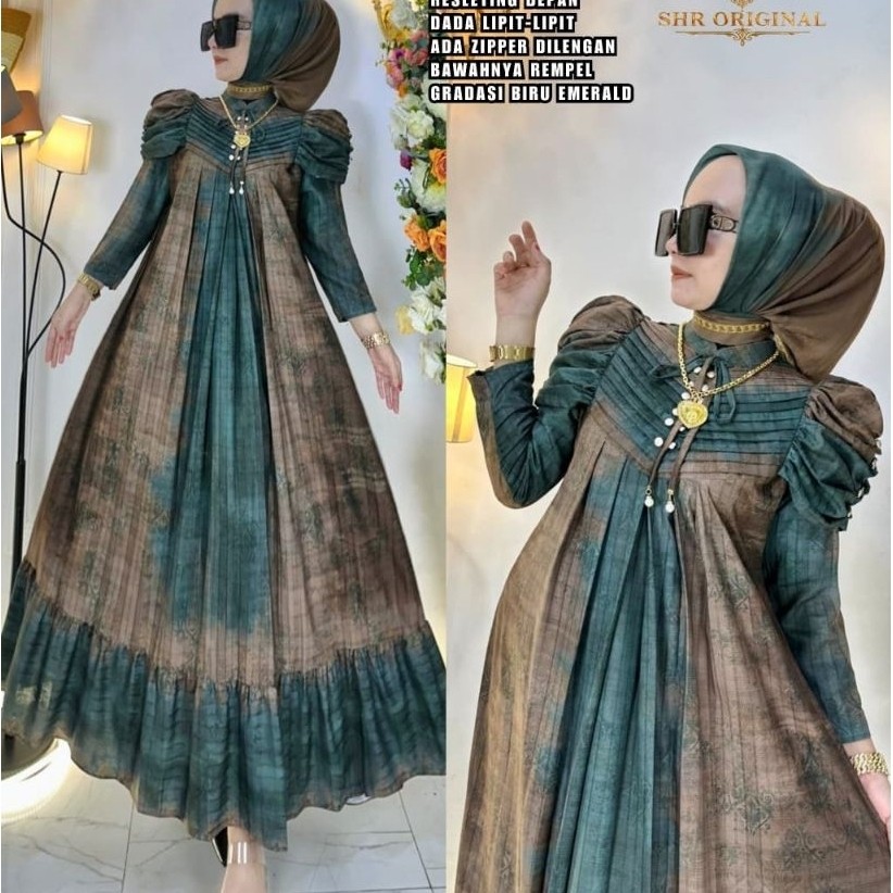 COD  NEW SHR ORI 100% DRESS MAXI GAMIS MIDI GRADASI KATUN BKK BATIK SYAHIRA
