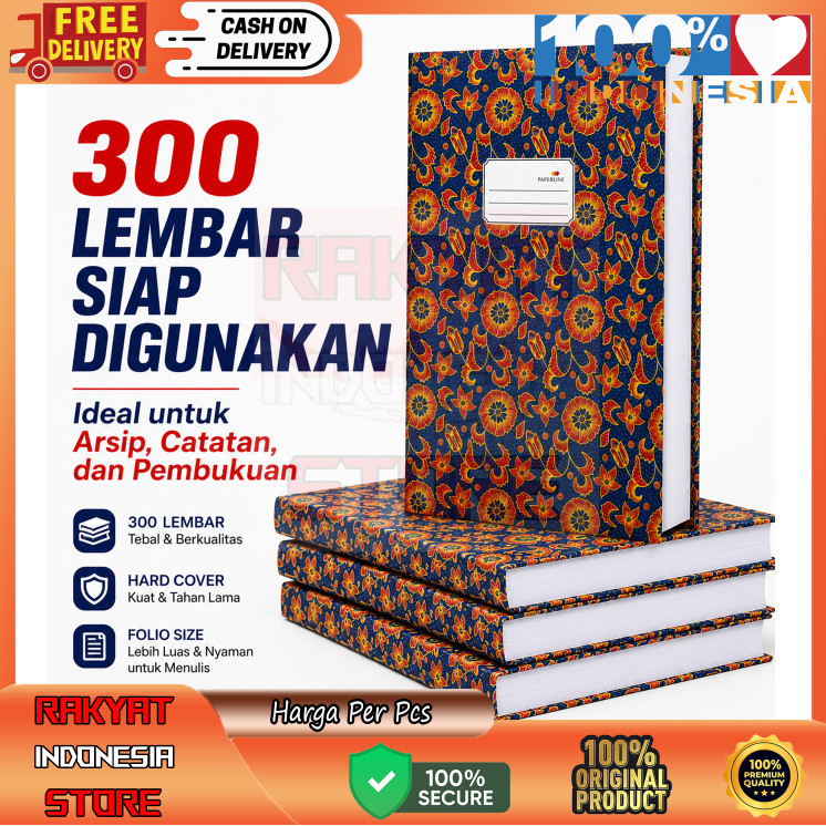 Buku Tulis Folio Hard Cover Hardcover Paperline Isi 300l 300 Lembar Paper Line Book Polio Akutansi F