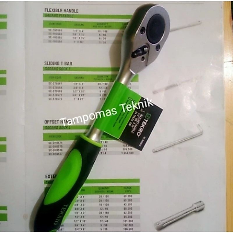Gagang Sok Tekiro Rachet Handle Gagang Karet DR.1/2" x 10" Gagang Kunci Sok Tekiro