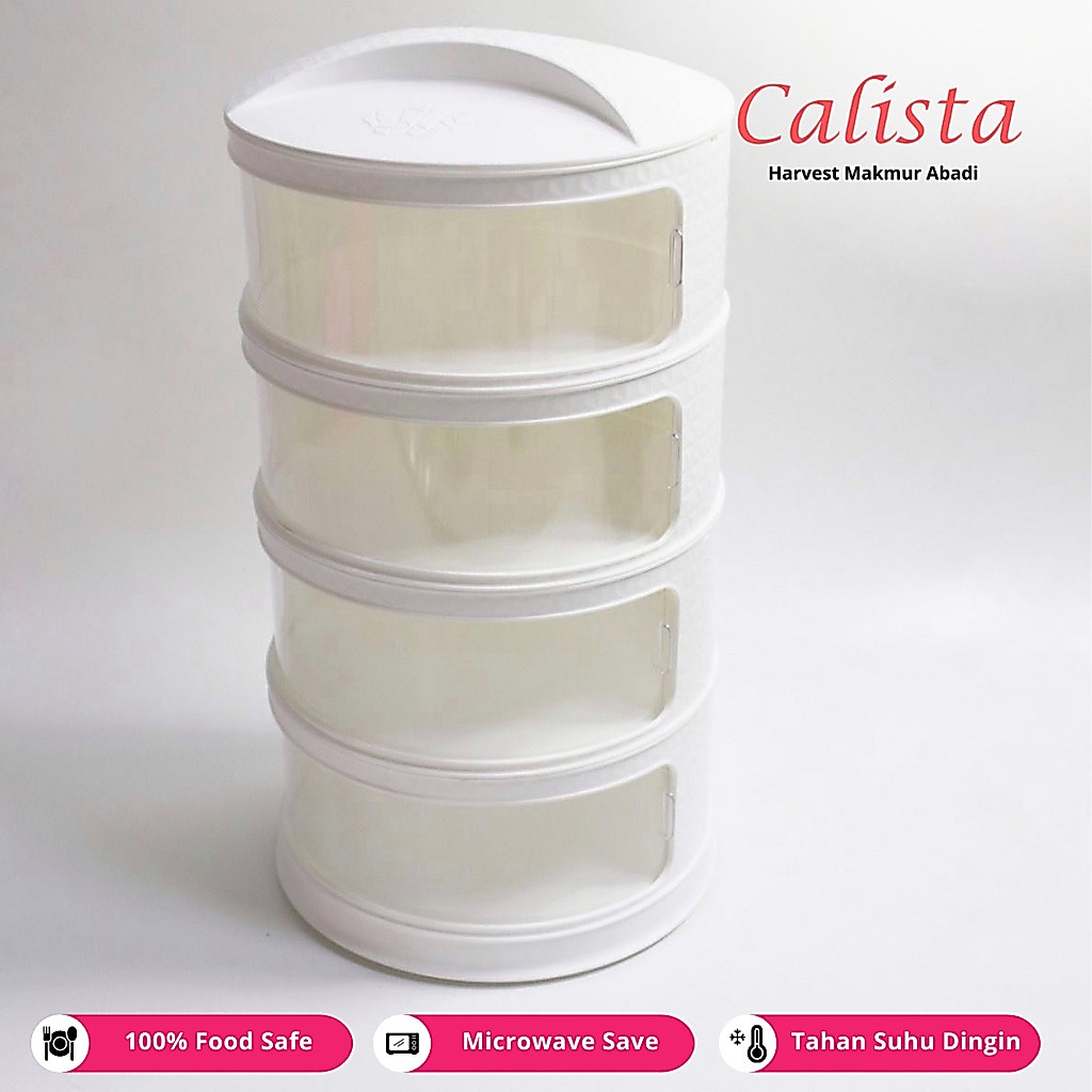 Tudung Saji Calista Susun 4 putih/Rak Tempat Menyimpan Makanan/Food cover multilayer/penutup makanan