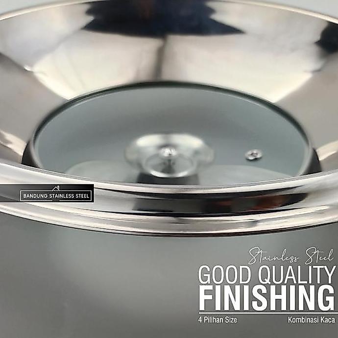 Equip- Tutup Panci Besar Multifungsi Stainless Kaca Jan Kuali Kukus Goreng