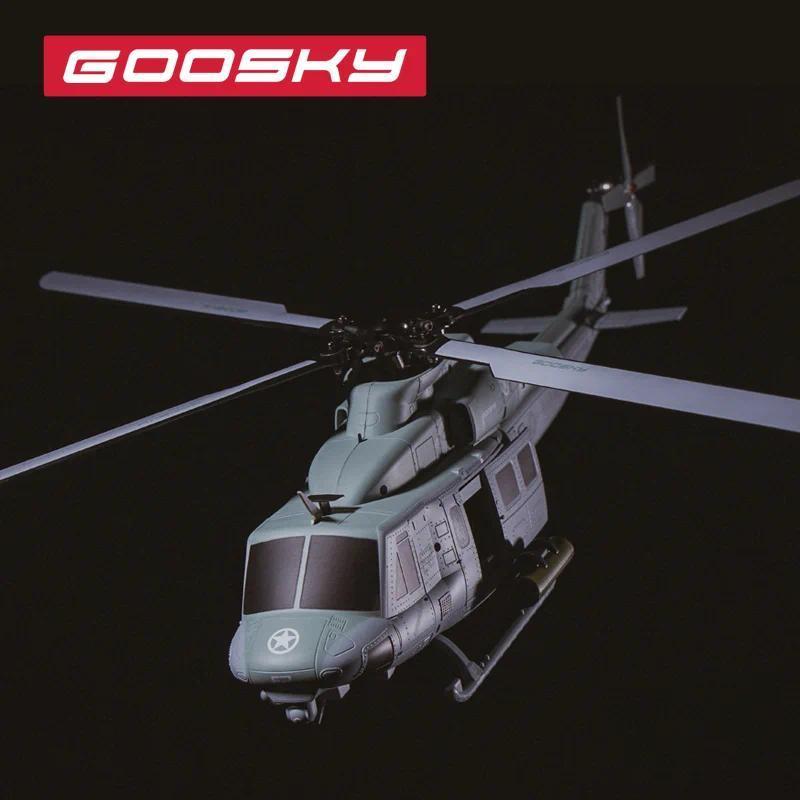 Helikopter RC GOOSKY E2 BARU Skala 1:35 UH-1Y 2.4G 6CH Motor Brushless Ganda Penggerak Langsung BNF 