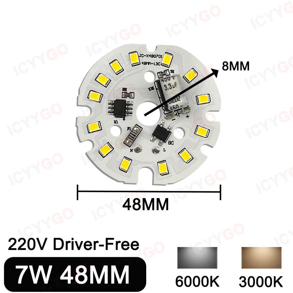 Chip LED 220V Tanpa Driver 5W 7W 9W 15W 18W 24W Bohlam 2835SMD Bulat Manik Lampu DOB AC220V Chip Boh