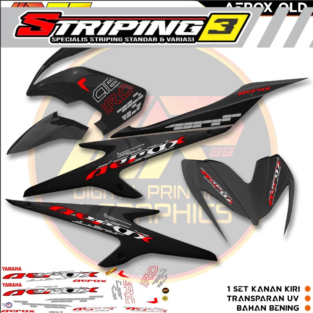 Striping Transparan Aerox Old 2016-2020 | Nvx Bahan  Bening Polet Simpel Original Yamaha Aerox
