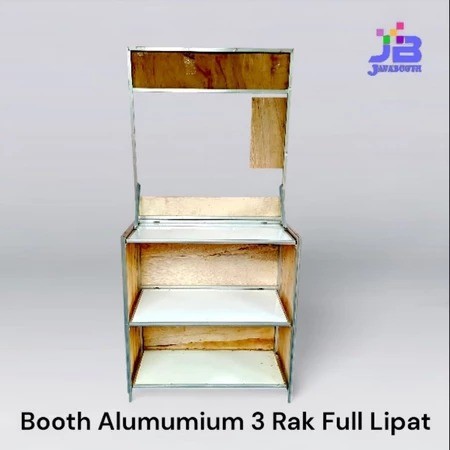 Booth Portable Aluminium 3 Rak Full Lipat – Gerobak Lipat Meja Jualan Kekinian