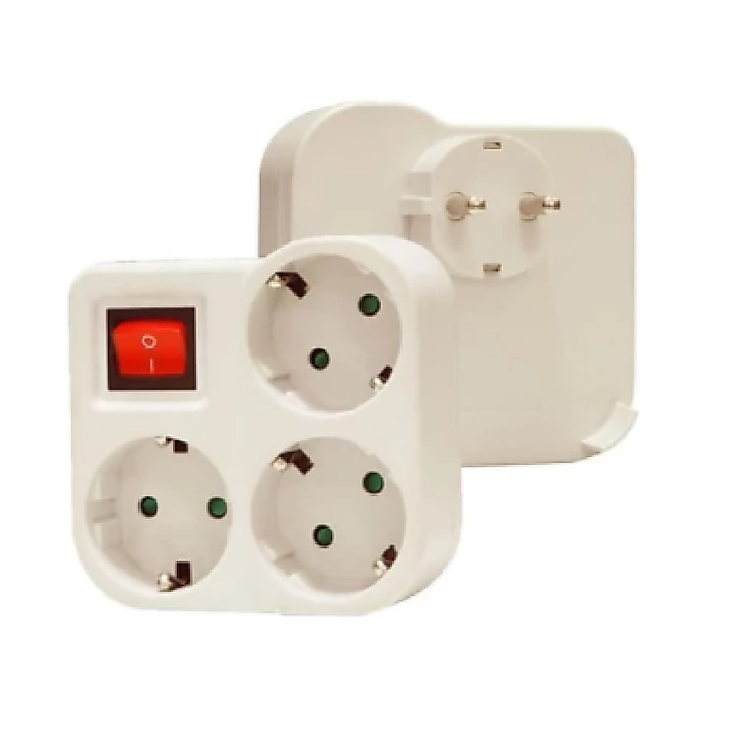 UTICON S348SW 3in1 / Stop Kontak 3 Lubang + Steker + Saklar UTICON S-348SW