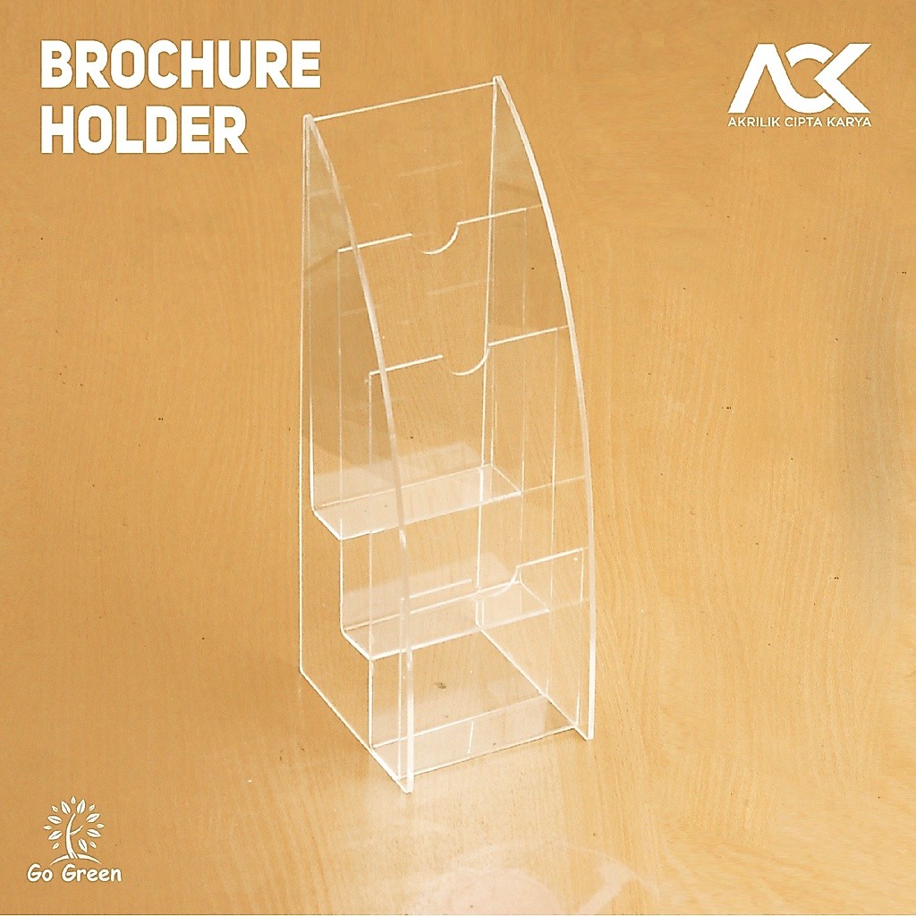 TEMPAT BROSUR AKRILIK STANDING / TEMPAT BROSUR 3 SLOT / RAK STANDING 3 SUSUN
