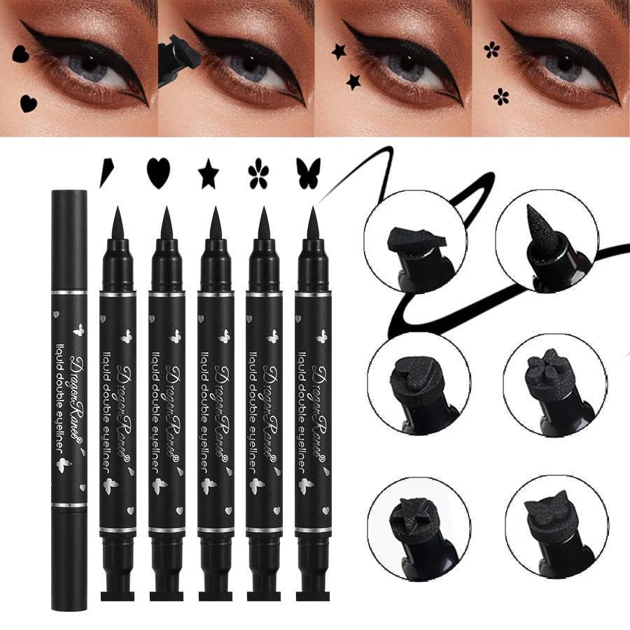 Eyeliner Cap Dua Sisi Tahan Air, Eyeliner Cair Pena Tahan Luntur, Cepat Kering, Tahan Keringat, Tida
