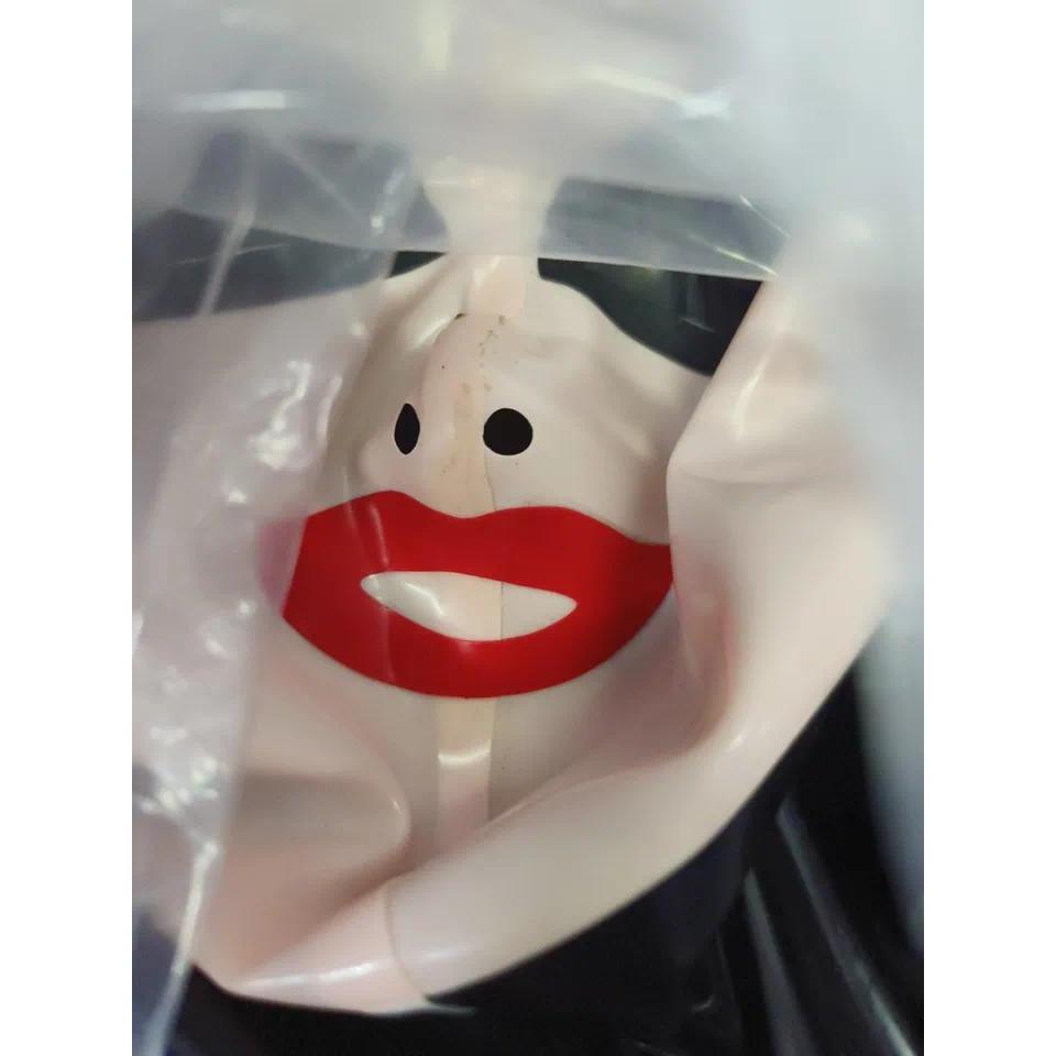 Latex Hood Women Gummi Rubber Full Cover Mask Big Eyes Color trim Masquerade Dress up Party Latex Ma