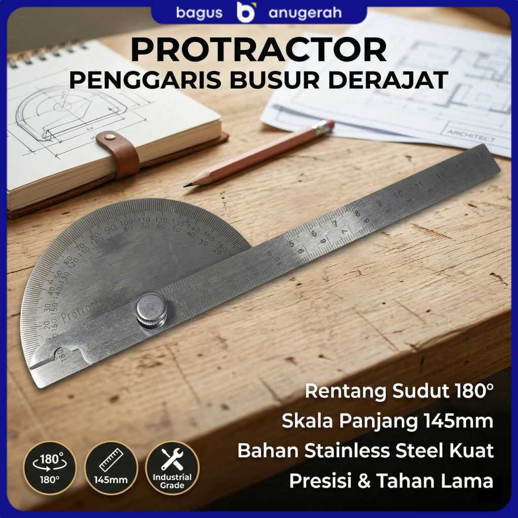 Penggaris Busur Derajat Measuring 145mm 180Degree - PR180